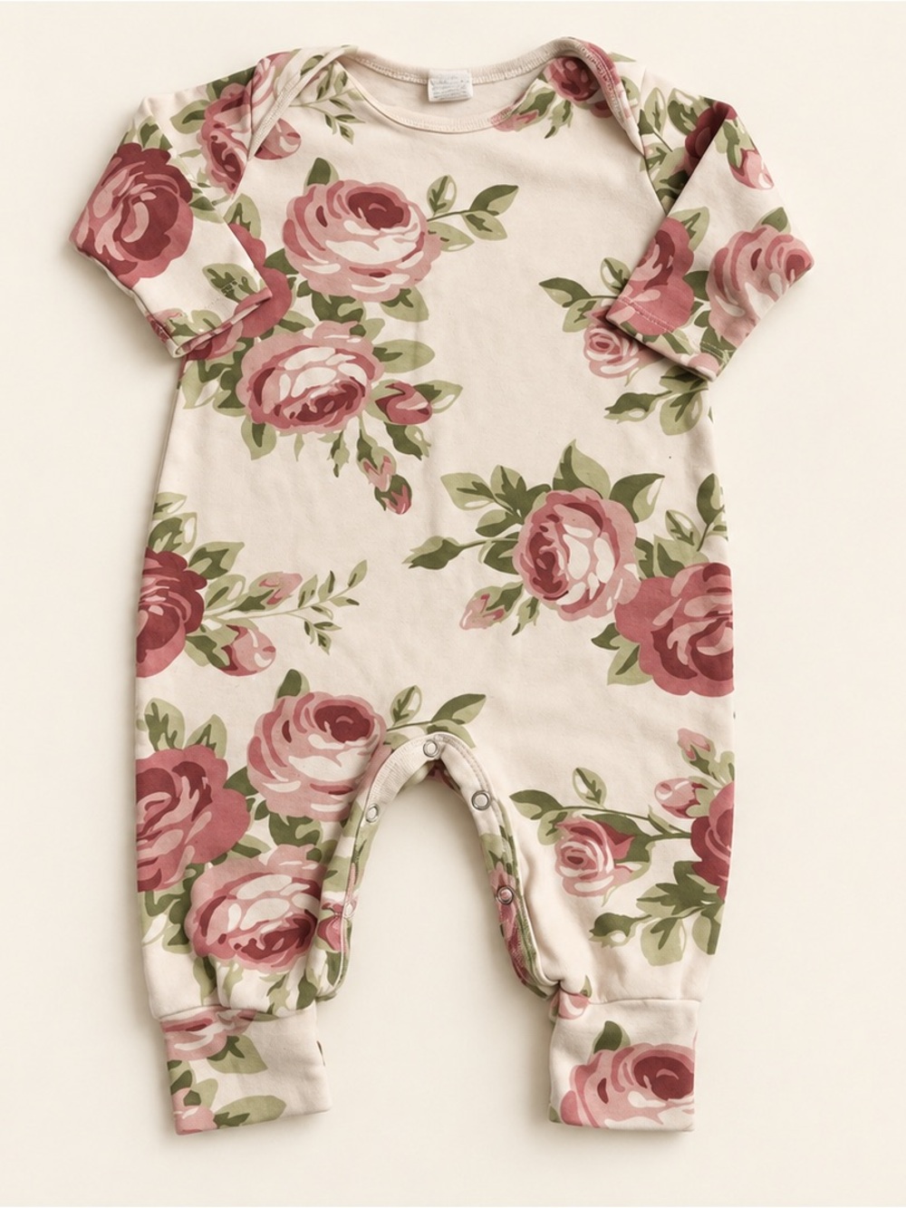 Baby Floral Footie in Blush Pink by